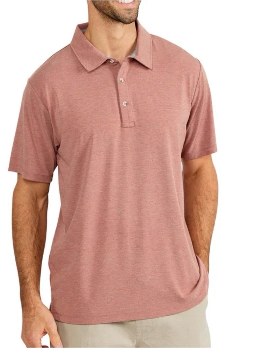 Free Fly Apparel Men's Bamboo Flex Polo Heather Brick Sz Medium